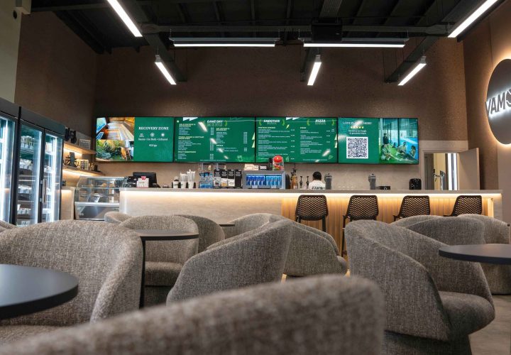 Padel café at Green Padel Club Cyprus with coffee and seating area